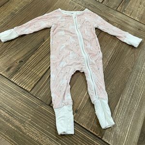 Caden Lane pink unicorn full zip romper
